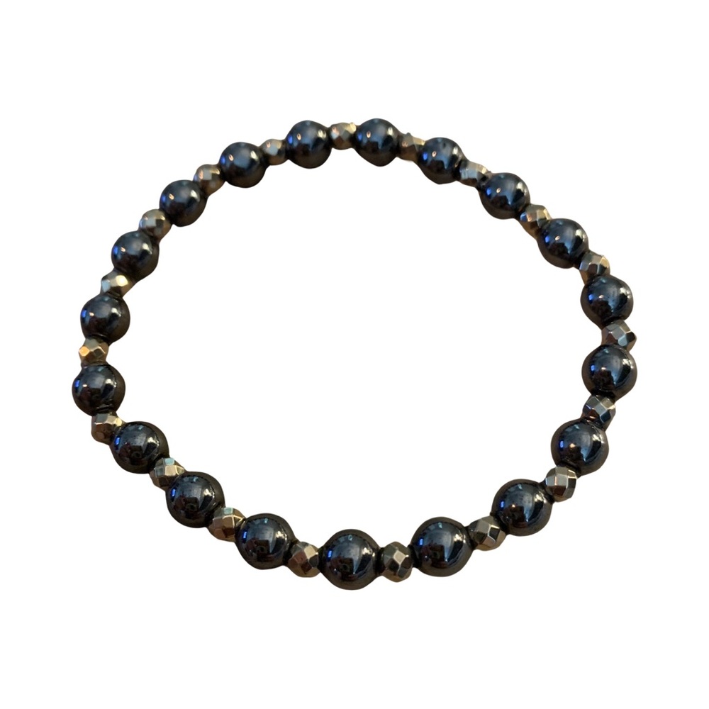 Handmade Hematite and Pyrite Stretch Bracelet
